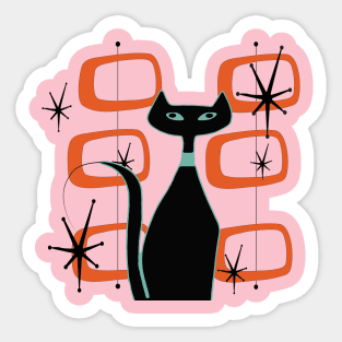 Retro Cat Sitting in front of MCM Artwork Sticker